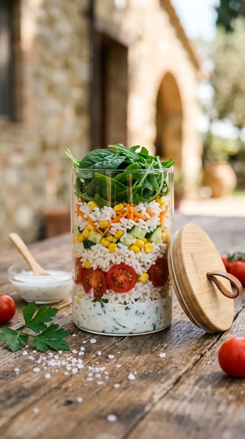 Arroz freddo con salsa allo yogurt